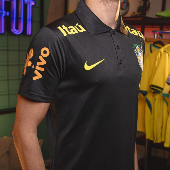 Camisa Pré-Jogo Brasil 2026 - Gola Polo Itaú Guaraná - Preta — foto 3